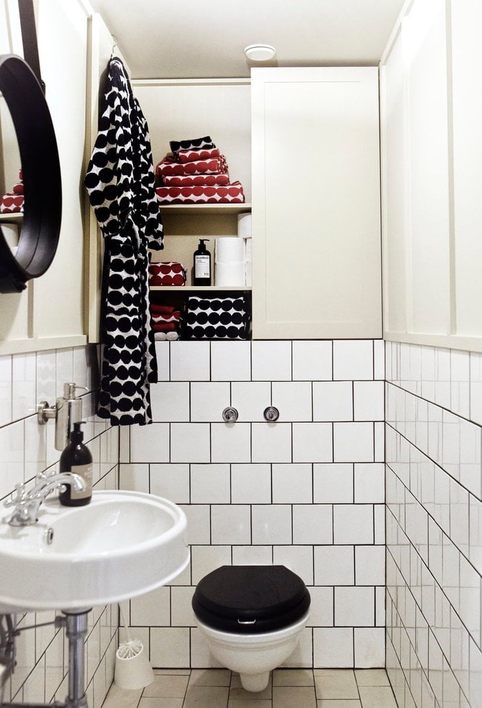 Kylpyhuone Marimekko Black Cotton Textile Black white