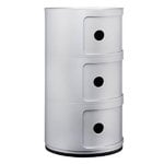 Kartell Componibili storage unit, 3 modules, silver, extra image Kartell Componibili storage unit, 3 modules, silver, extra image