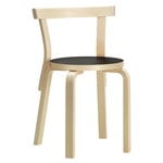 Artek Aalto chair 68, birch - black linoleum, product image